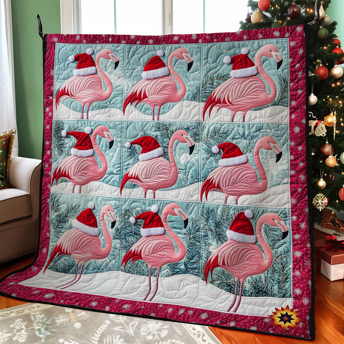 Christmas Flamingo WY0712037CL Quilt
