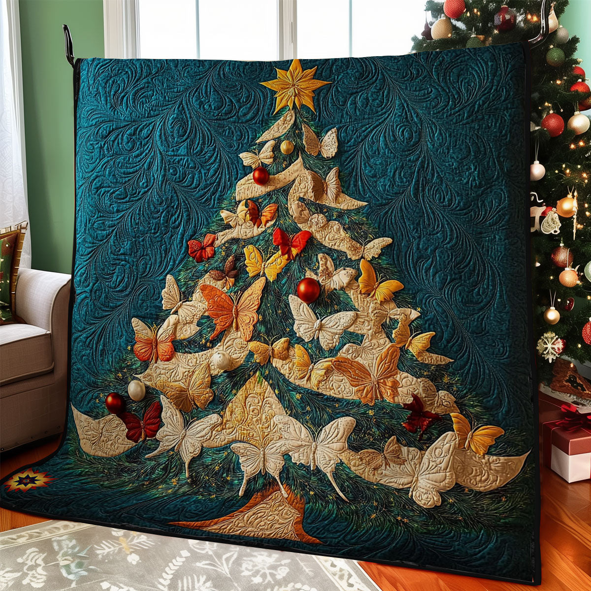 Christmas Tree Butterfly WY2711022CL Quilt