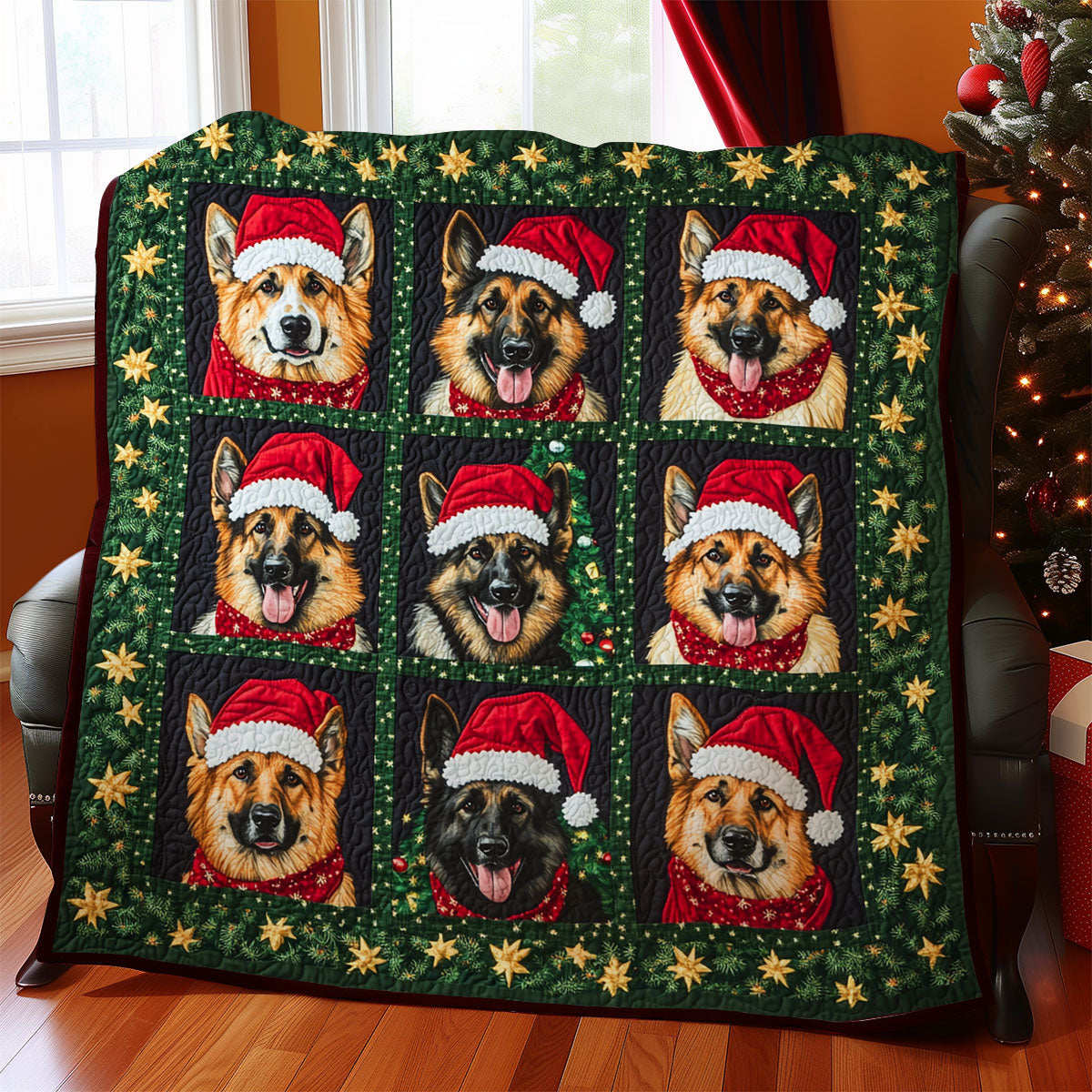 German Shepherd Santa WY2111017CL Quilt