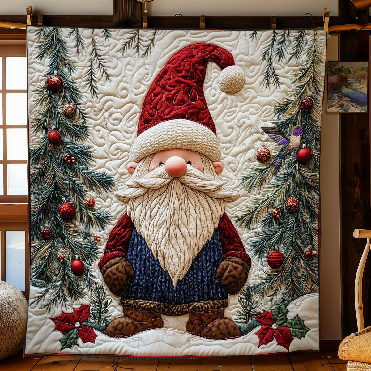 Santa Gnome WY1012050CL Quilt