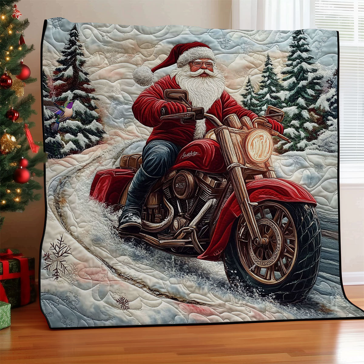Motorcycle Santa Claus WY0712029CL Quilt