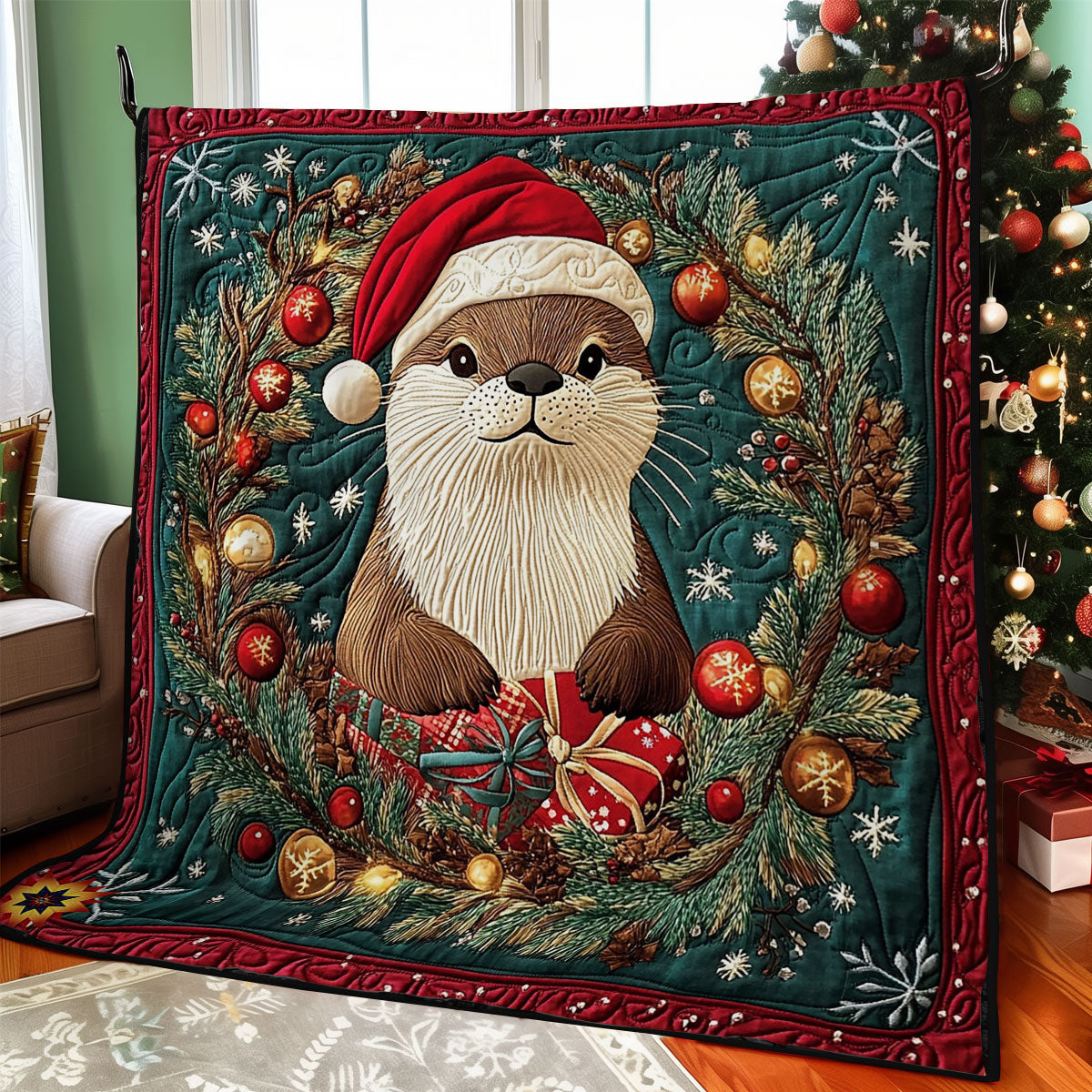 Christmas Wreath Otter WY2911032CL Quilt