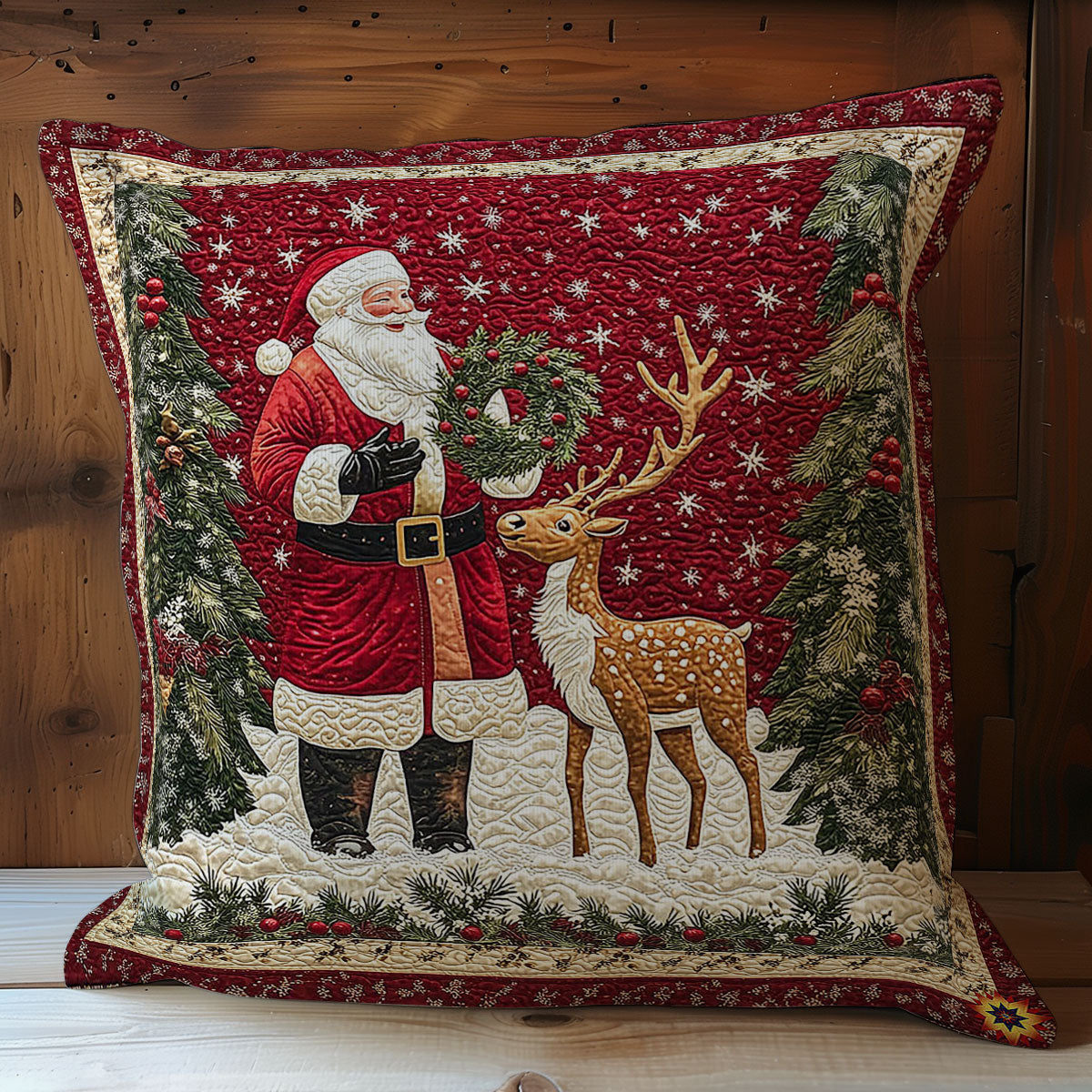Santa And Reindeer WY1612117CL Quilt Pillow Case