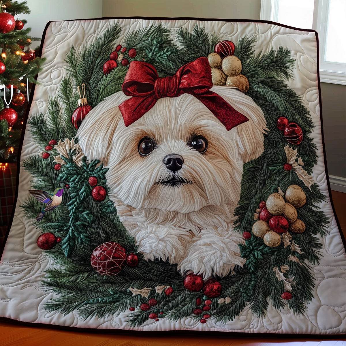 Christmas White Shih Tzu WY1911094CL Quilt