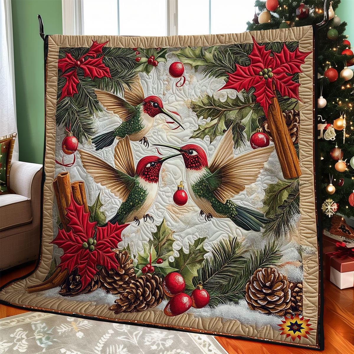 Hummingbird Christmas WY0512028CL Quilt