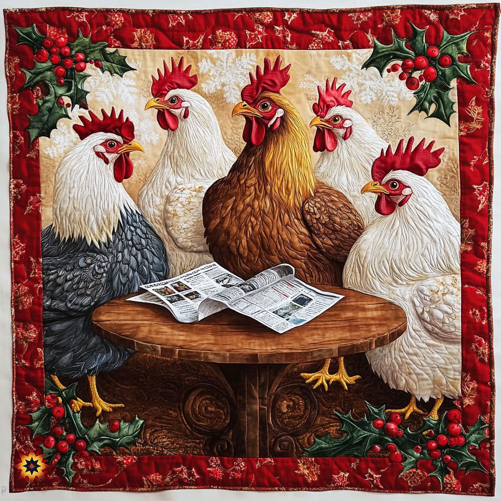 Christmas Chicken Family WY1612030CL Quilt