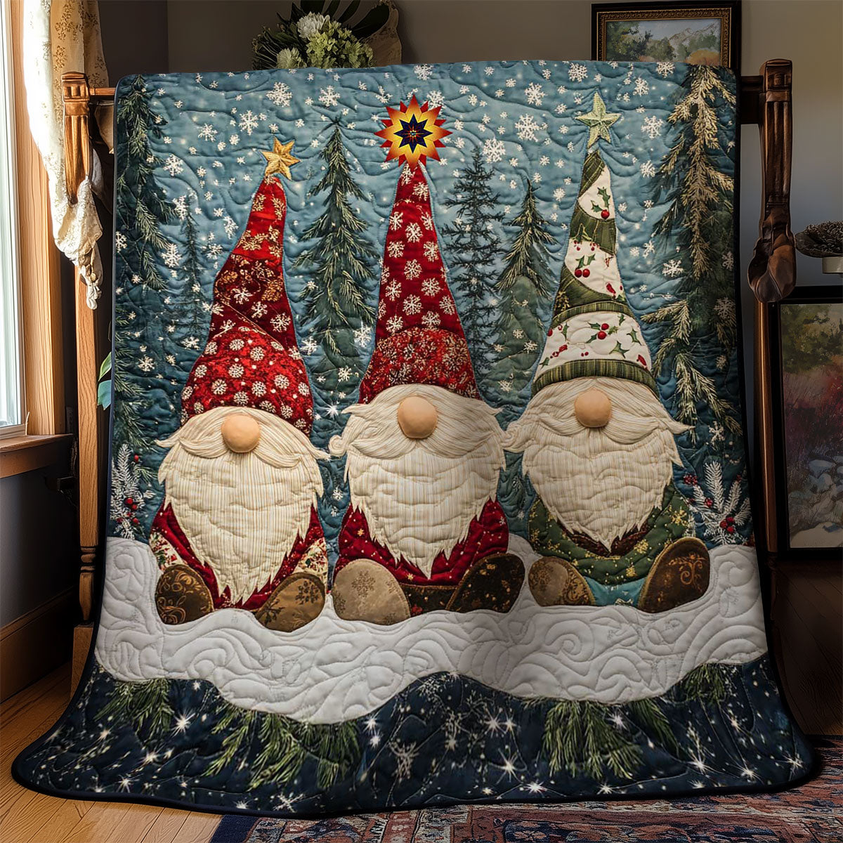 Festive Gnome Gathering WN0512062CL Quilt