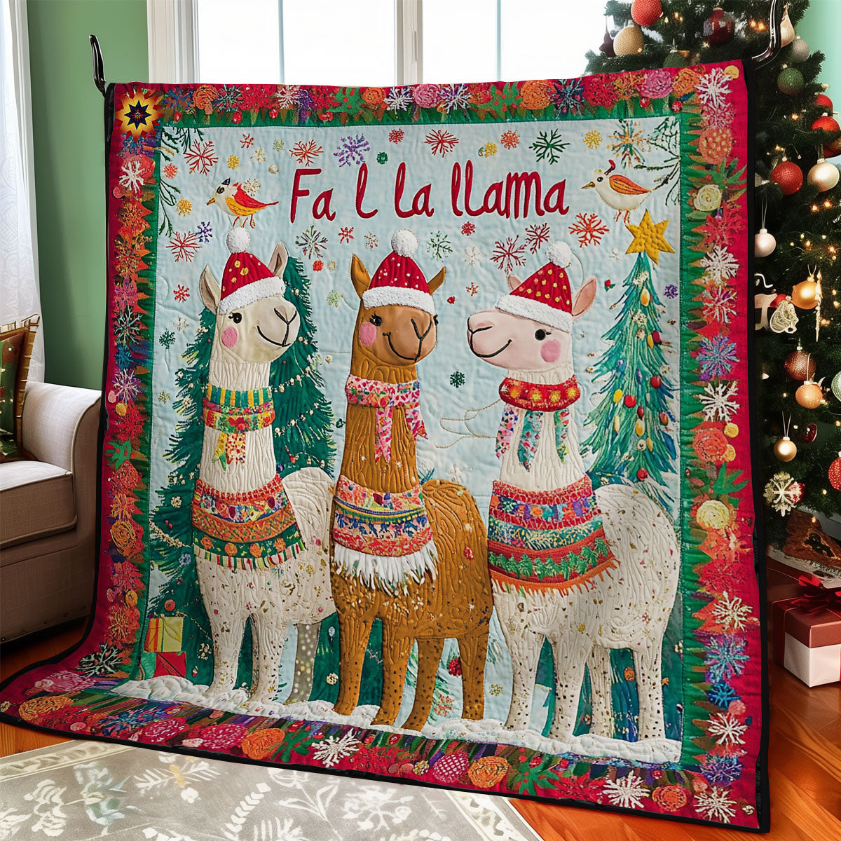 Christmas Of Llama WY1911061CL Quilt