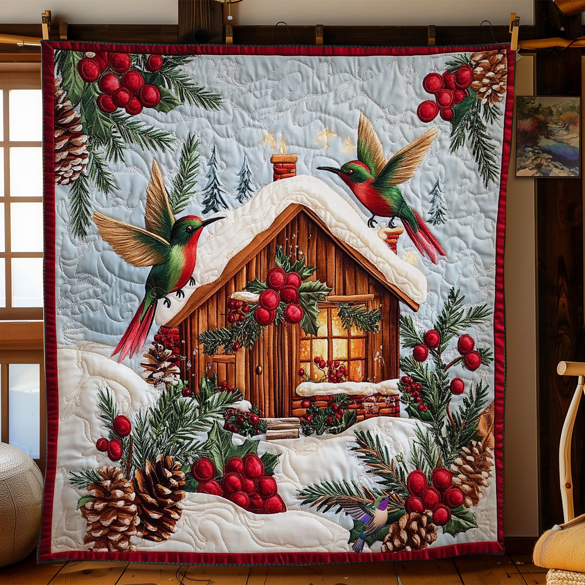 Christmas House Hummingbird WY0612038CL Quilt