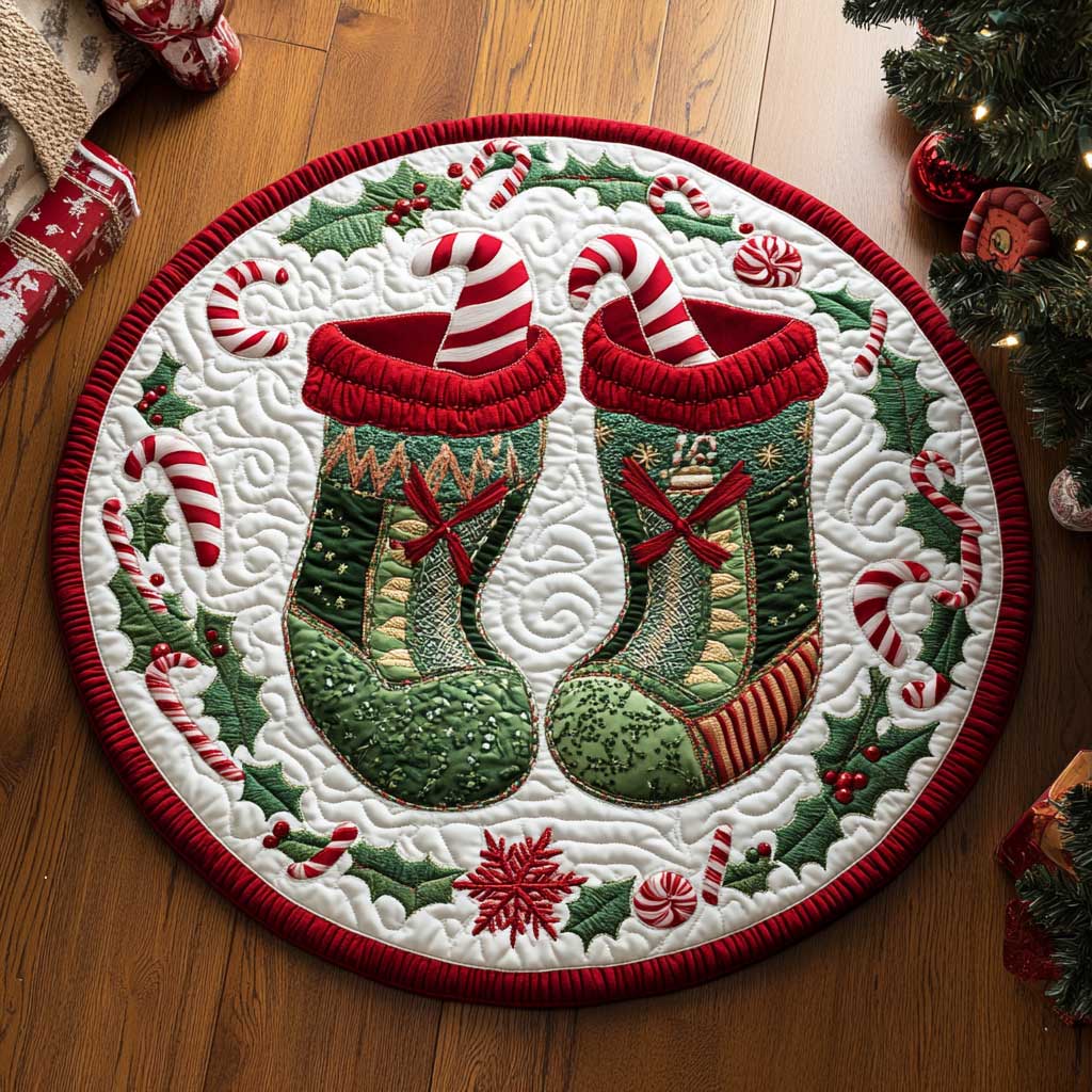 Cozy Elf Boots WN2205027CL Quilted Round Mat