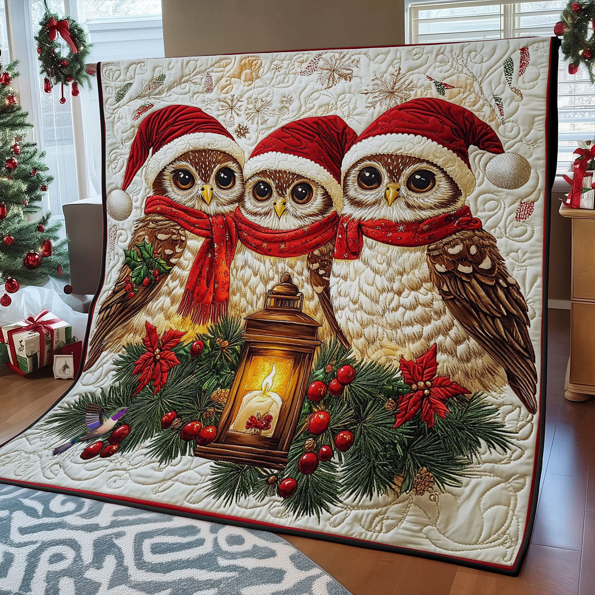 Santa Owl Family WY0612036CL Quilt