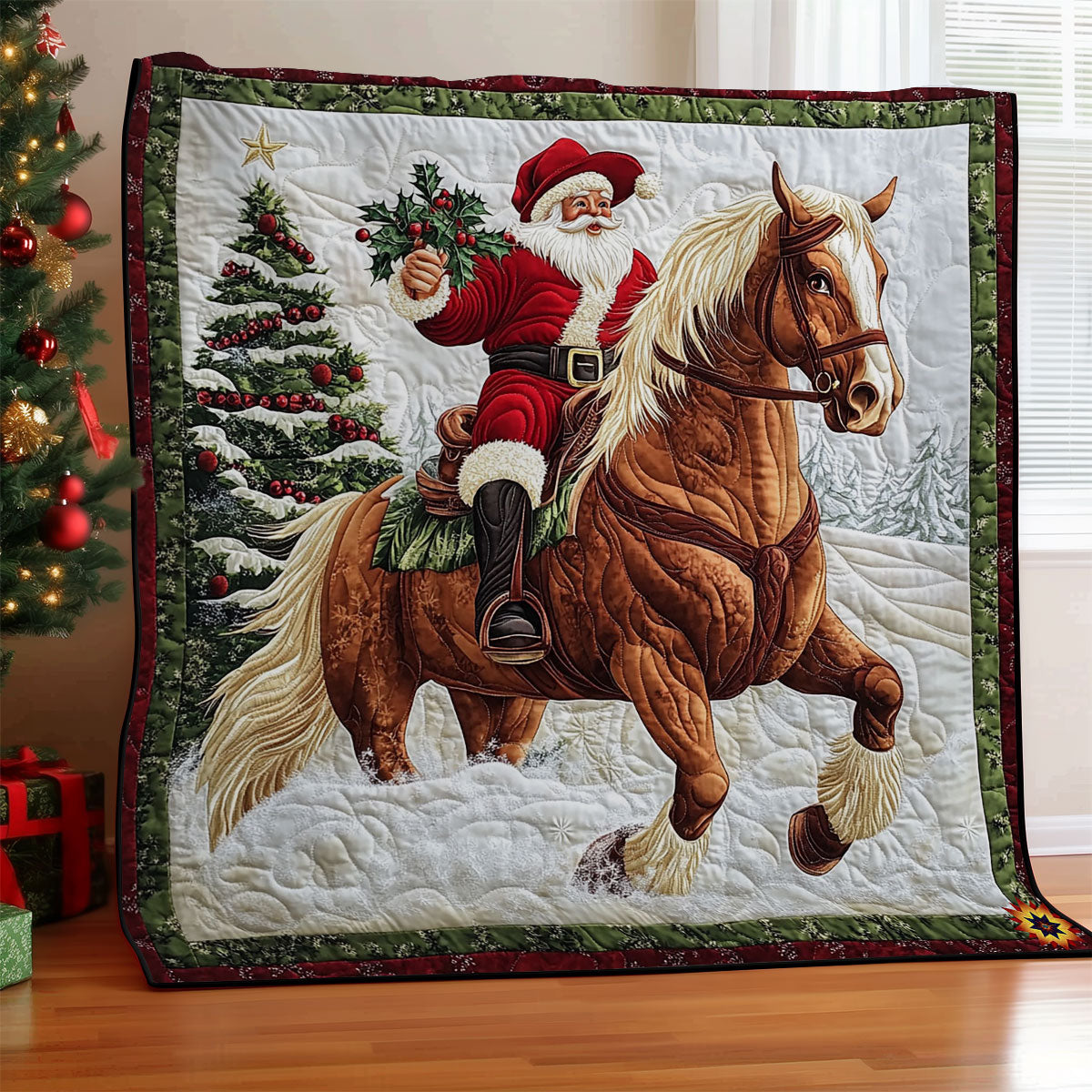 Santa Claus Riding Horse WY1012049CL Quilt