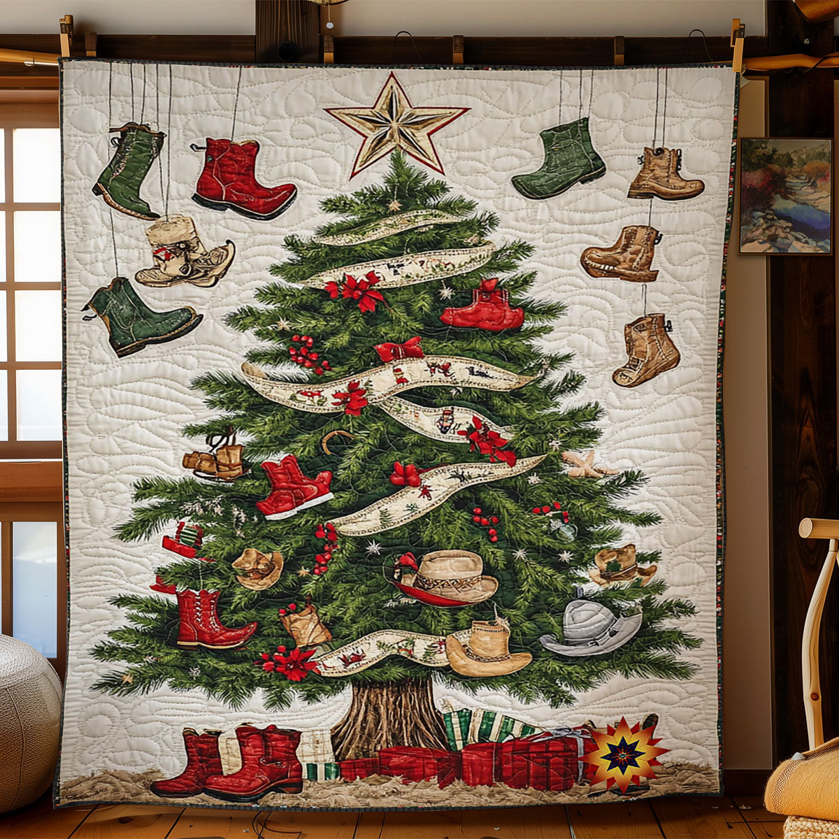 Cowboy Christmas Tree WY2711043CL Quilt