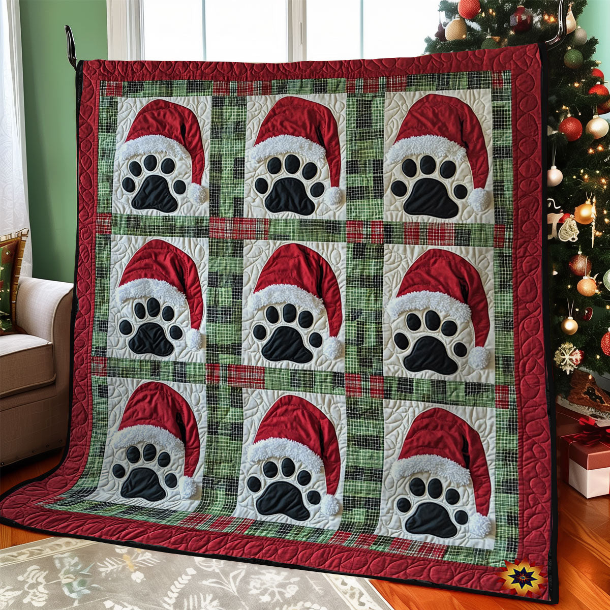 Santa Dog Paw WY2311015CL Quilt