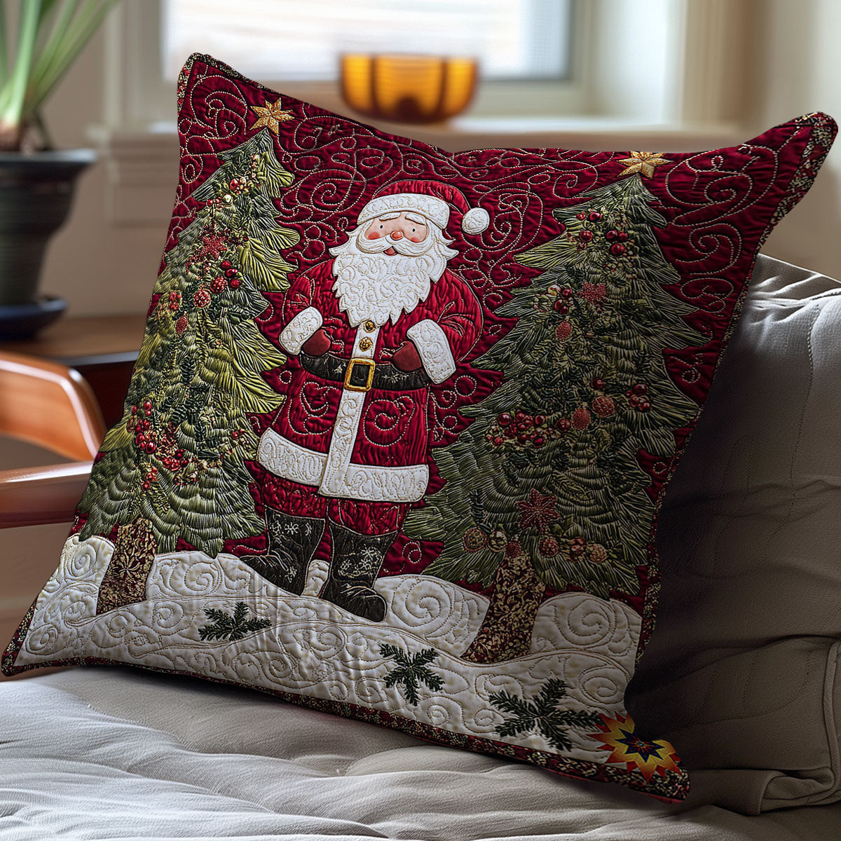 Santa And Christmas Tree WY1612116CL Quilt Pillow Case
