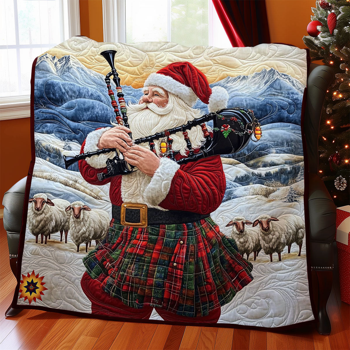 Bagpipes Playing Santa WY0712044CL Quilt