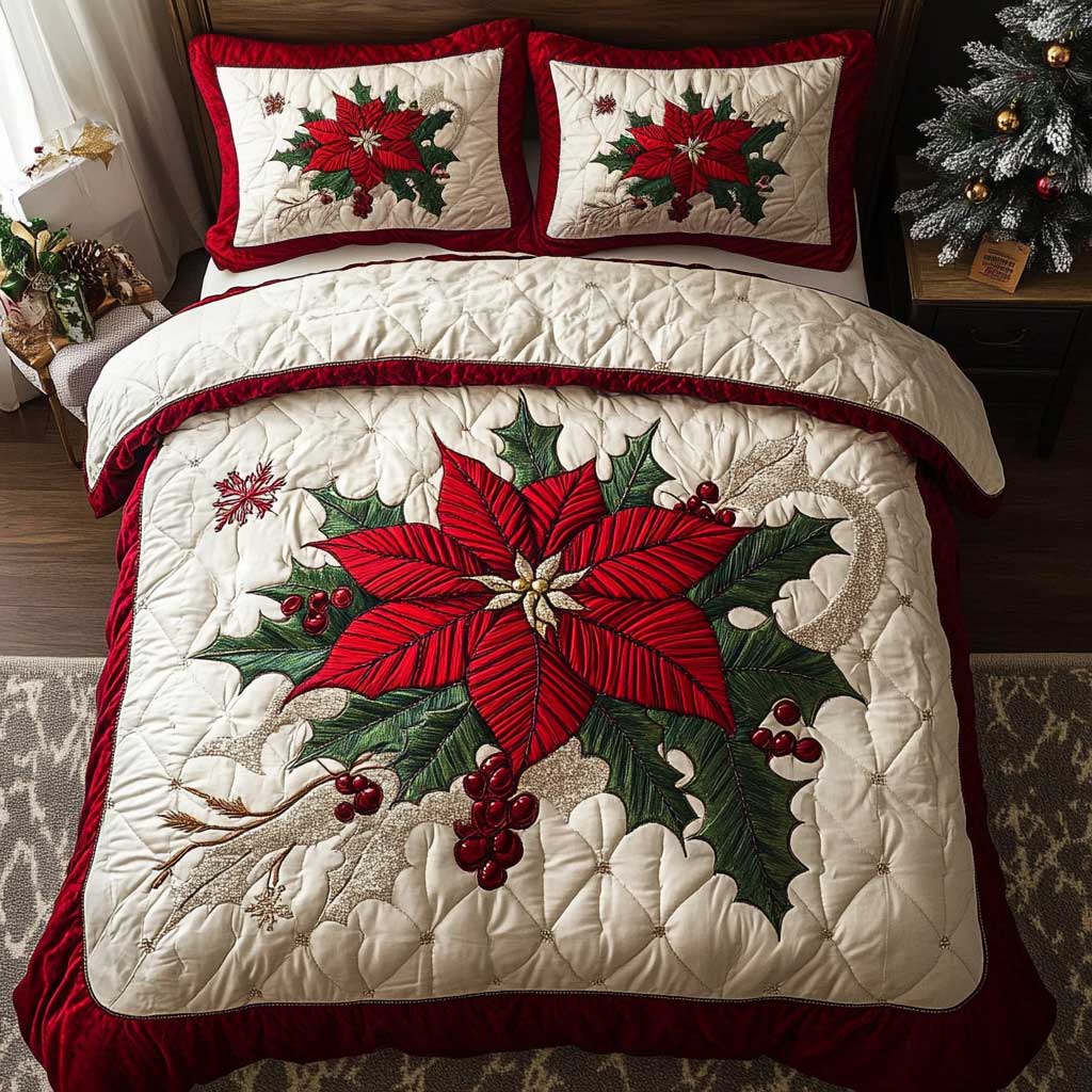 Poinsettia Wishes WN2803042CL Duvet Cover Set