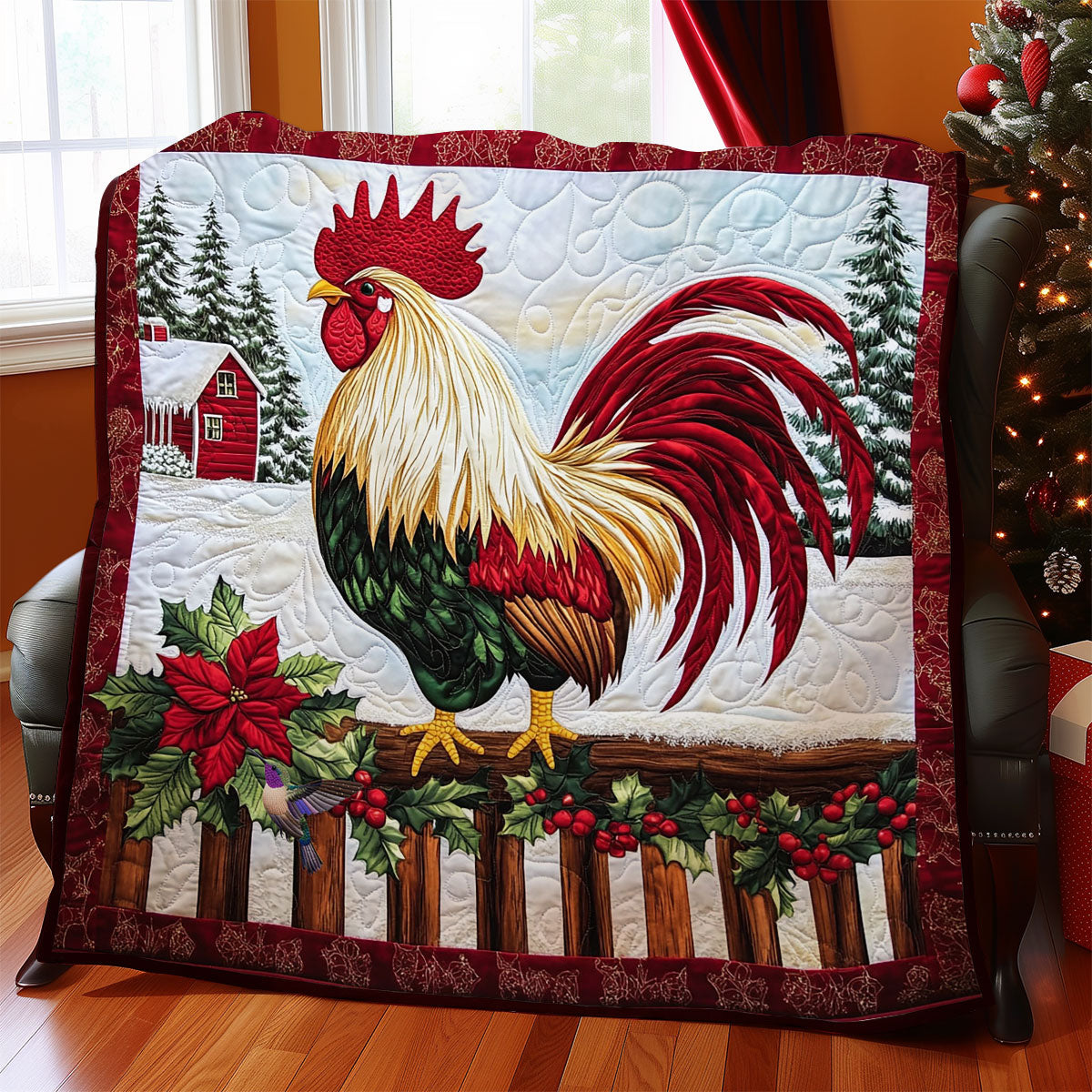Christmas Of Rooster WY2511008CL Quilt