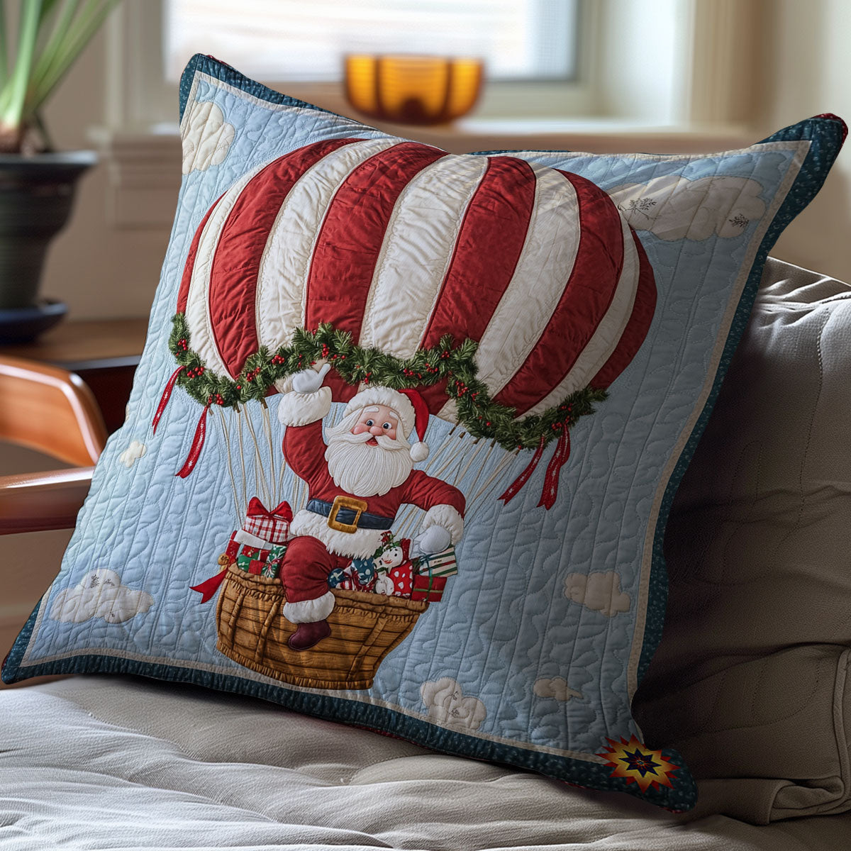 Christmas Hot Air Balloon WY0212083CL Quilt Pillow Case