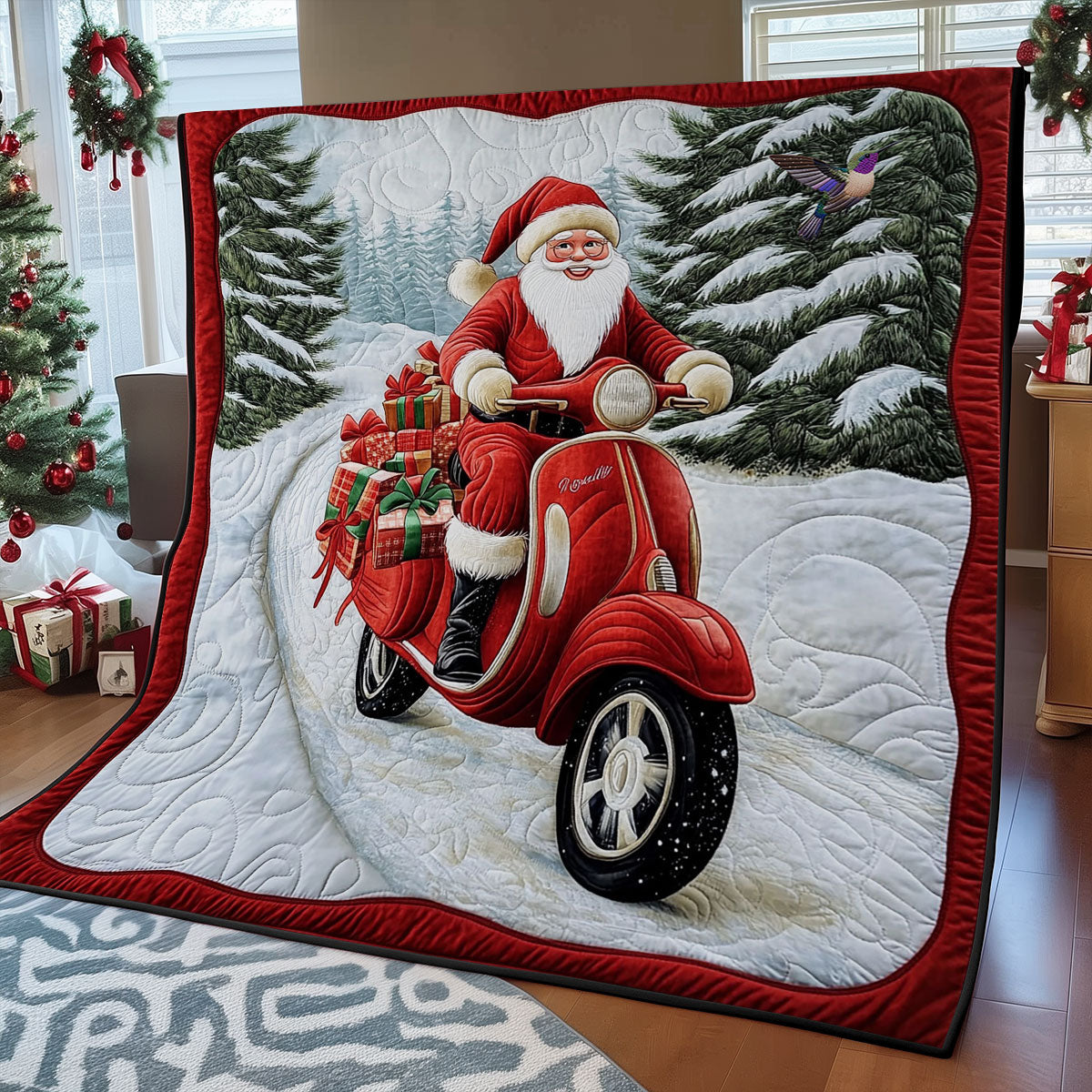Scooter Santa Claus WY0712036CL Quilt