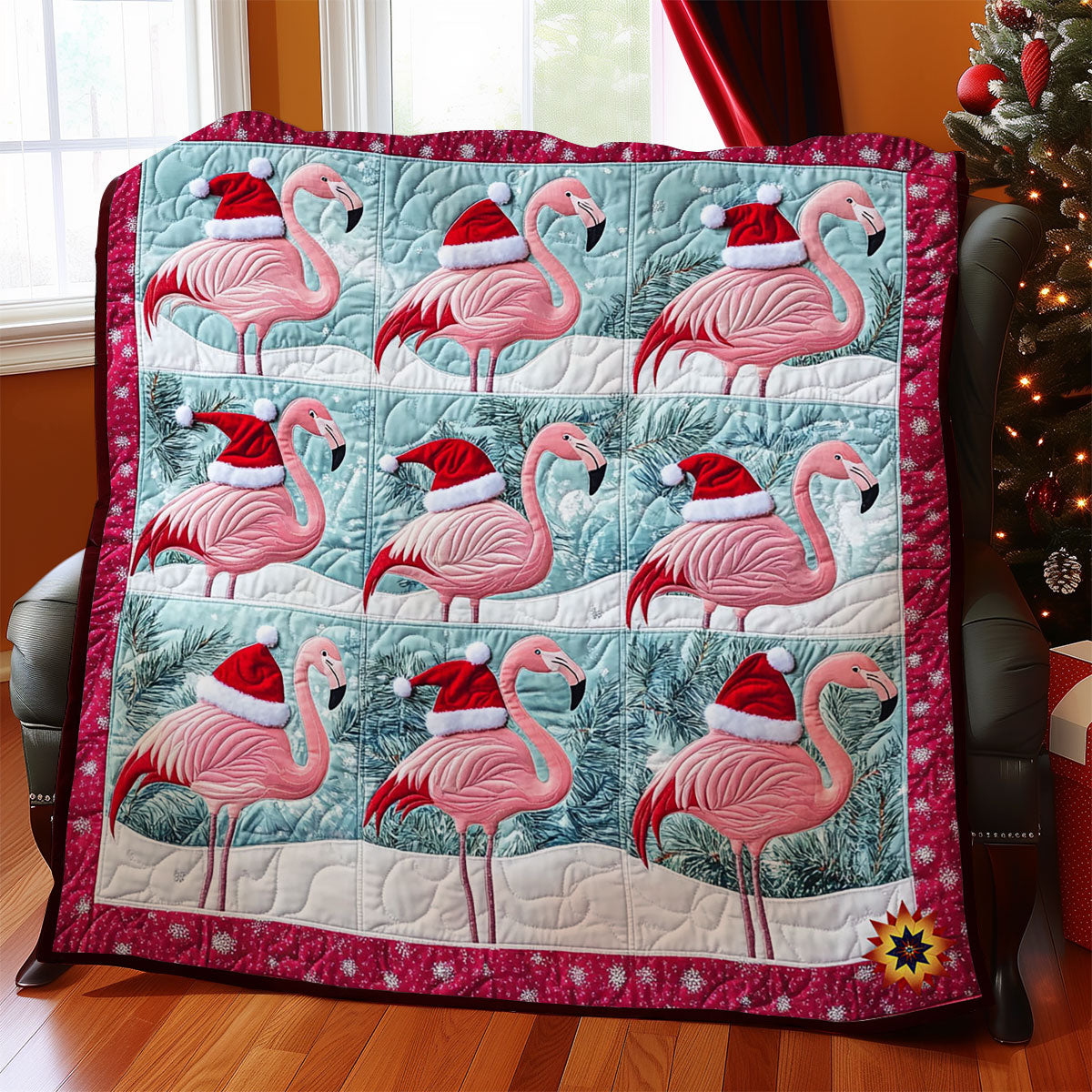 Christmas Flamingo WY0712037CL Quilt
