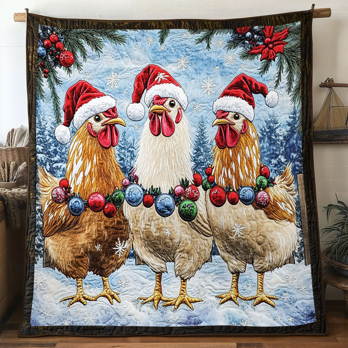 Christmas Chicken Night WN0810012CL Quilt