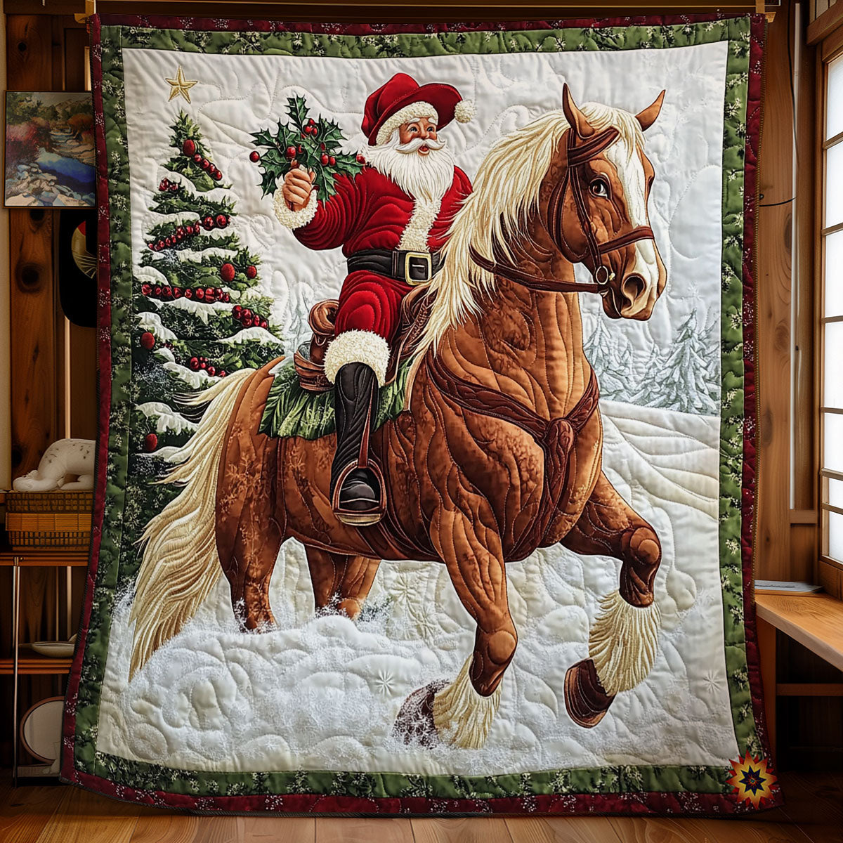 Santa Claus Riding Horse WY1012049CL Quilt