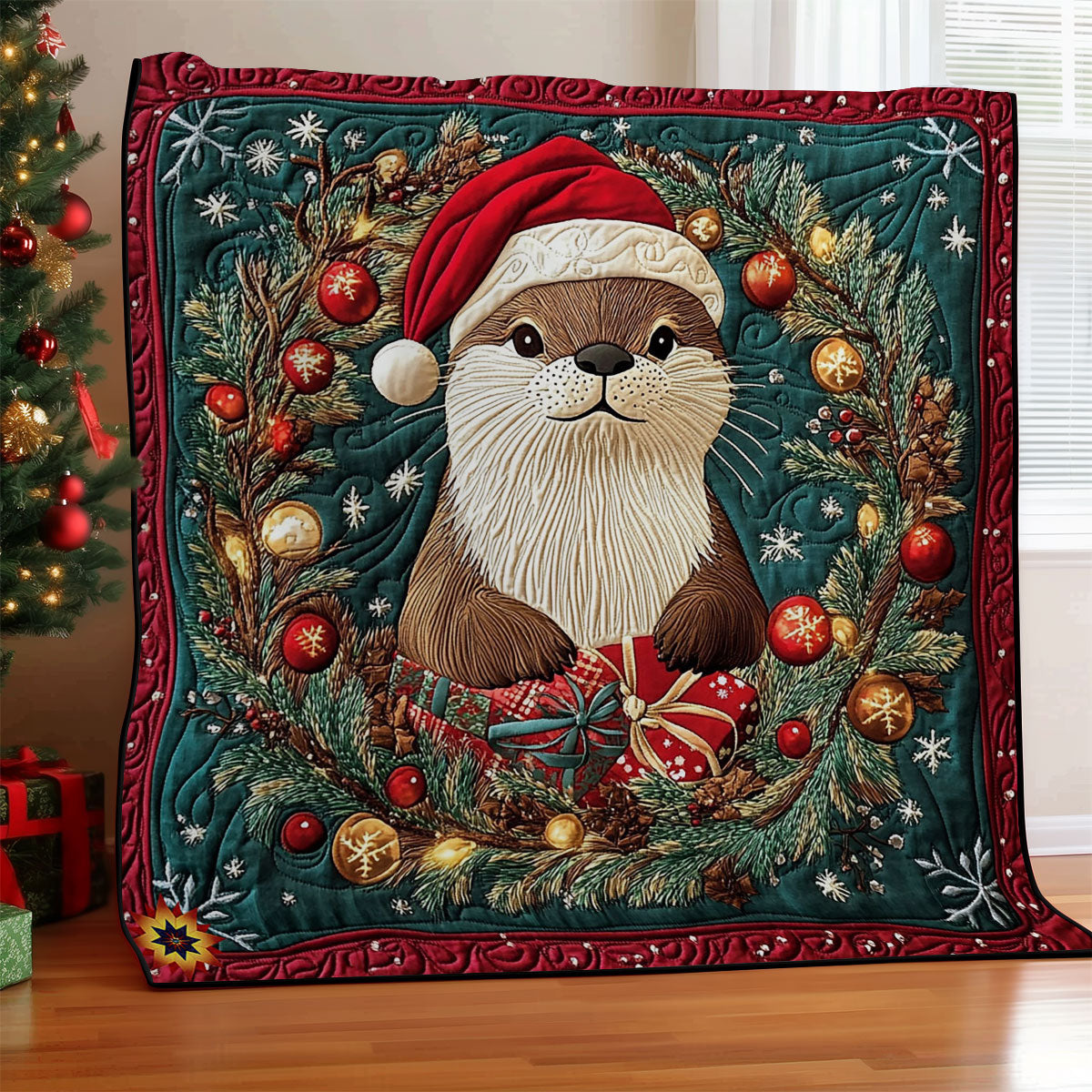 Christmas Wreath Otter WY2911032CL Quilt