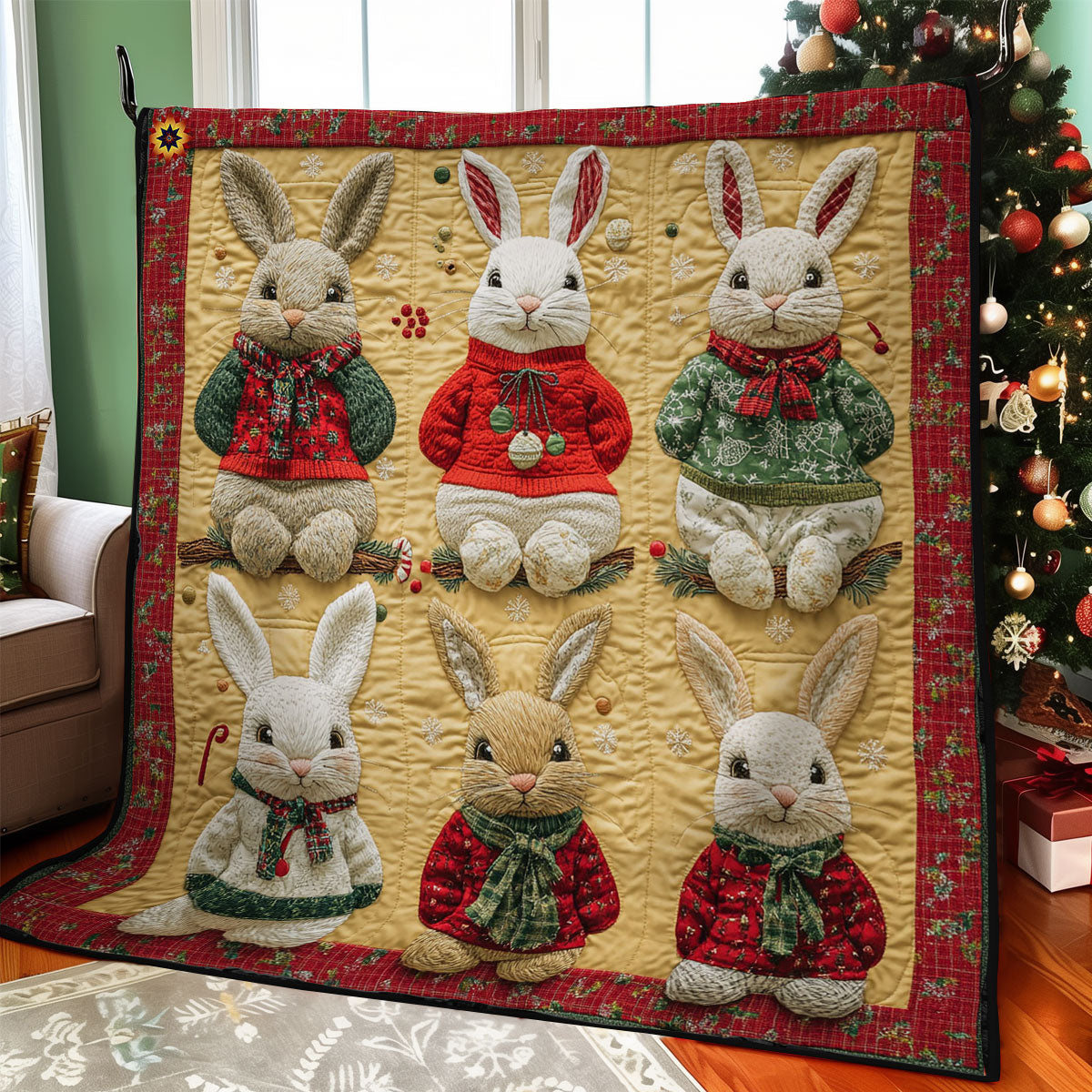 Christmas Rabbit WY2711008CL Quilt