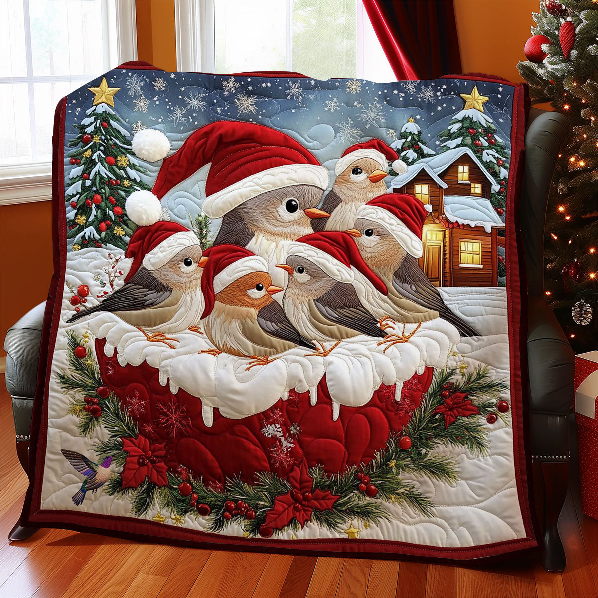 Christmas Bird Family WY0512013CL Quilt