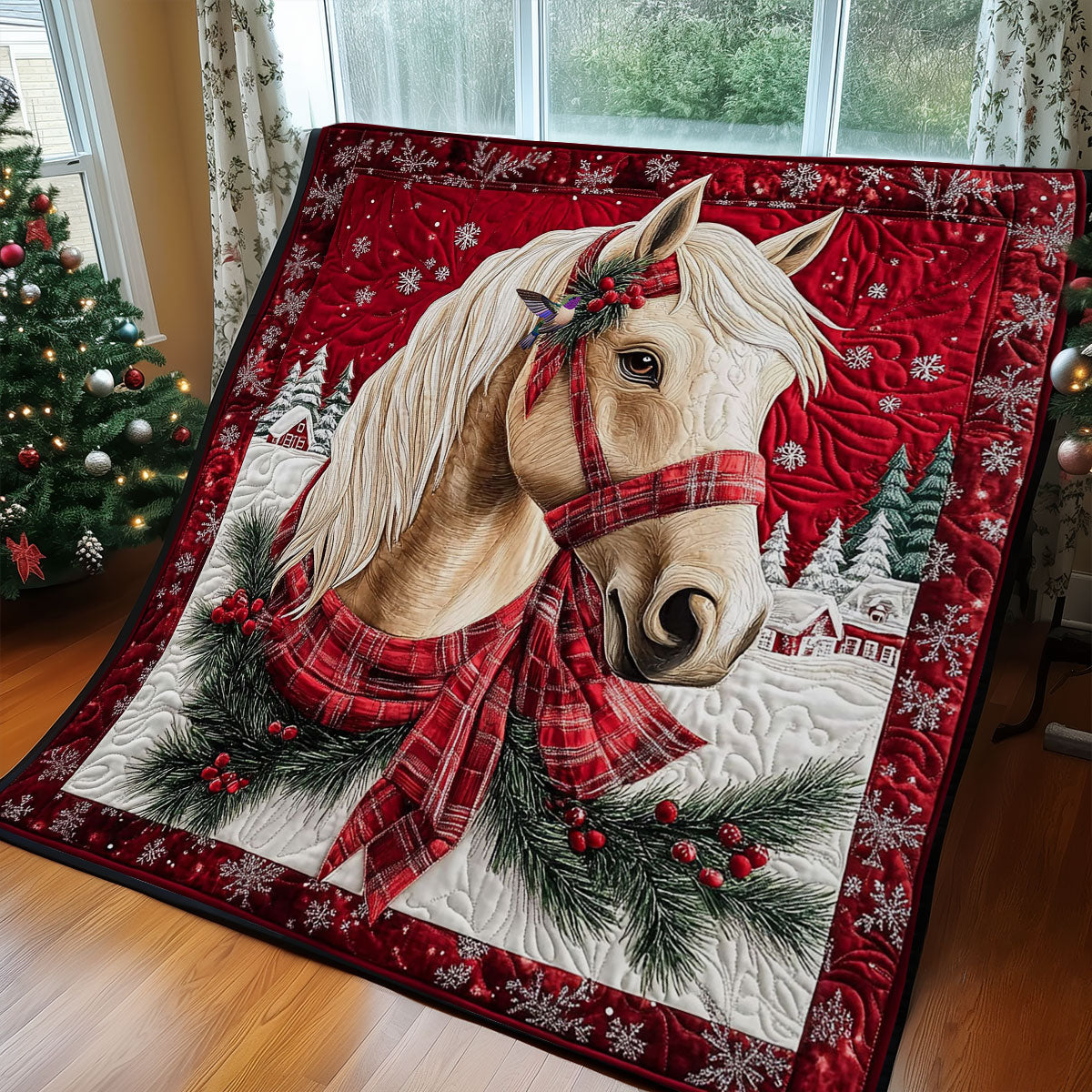 Christmas White Horse WY0512015CL Quilt