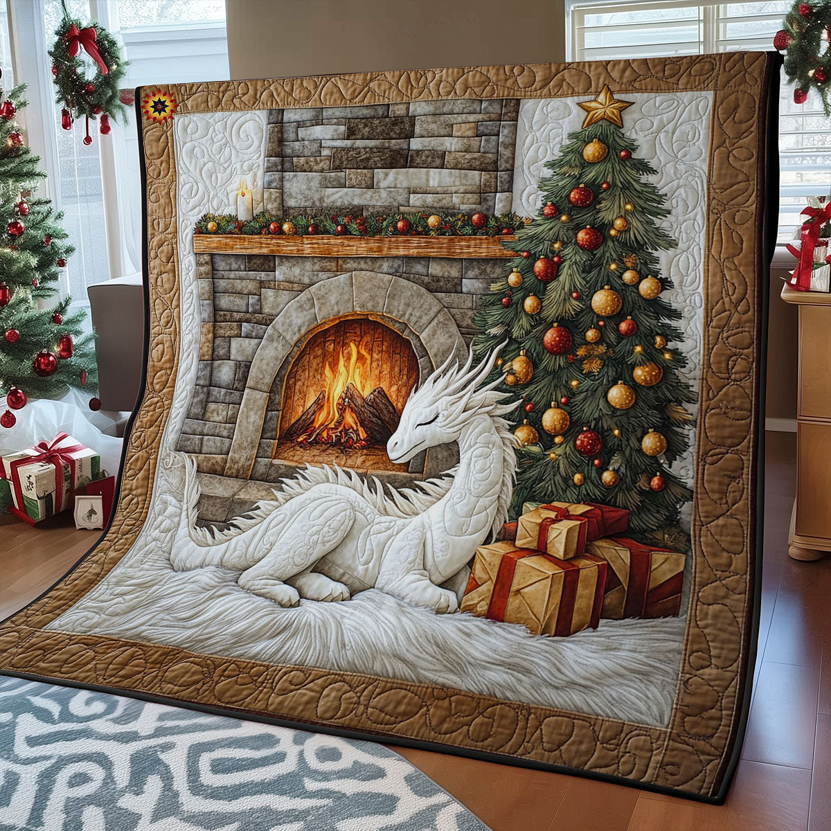 Christmas White Dragon WY2711018CL Quilt