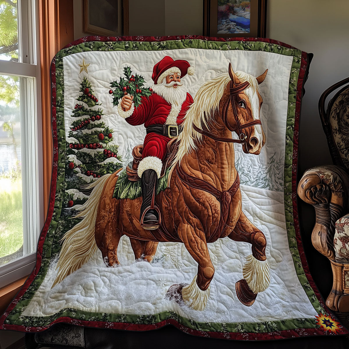 Santa Claus Riding Horse WY1012049CL Quilt