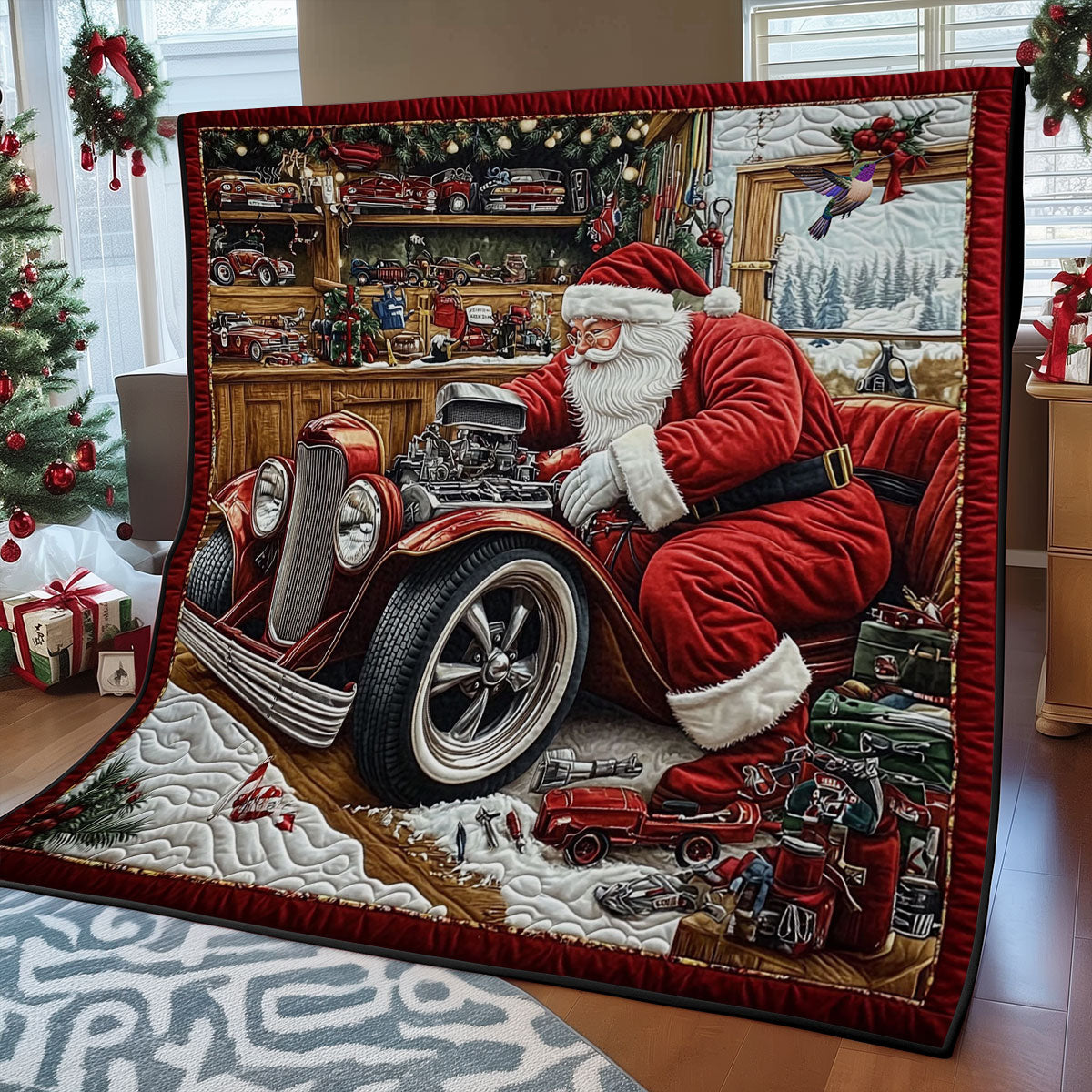 Repairing Car Santa Claus WY0712021CL Quilt