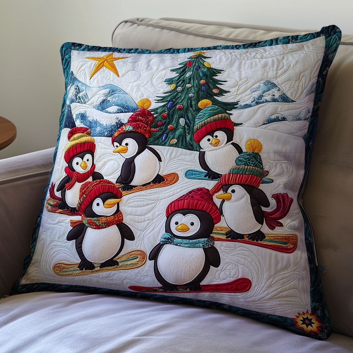 Snowboard Penguin WY0412113CL Quilt Pillow Case