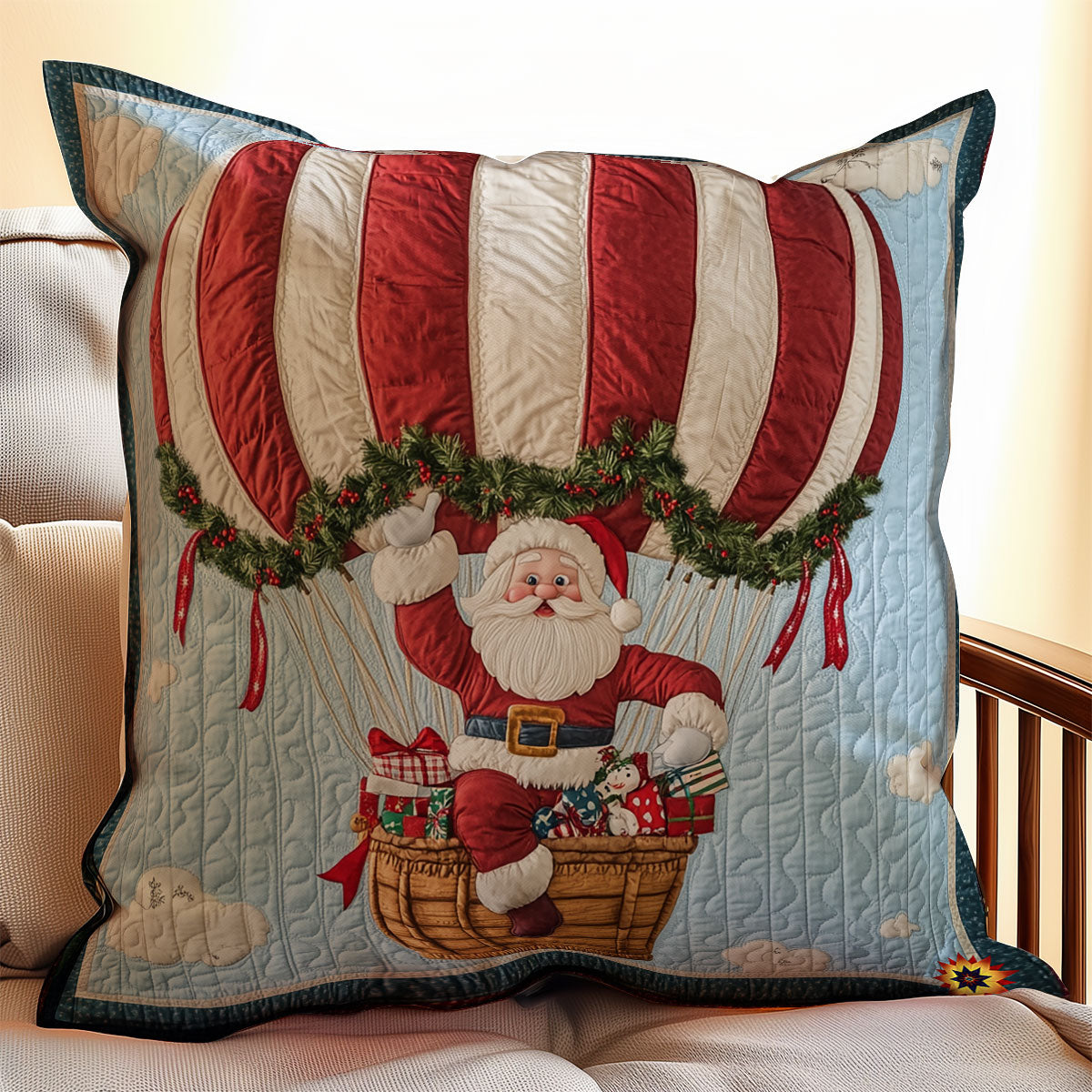 Christmas Hot Air Balloon WY0212083CL Quilt Pillow Case