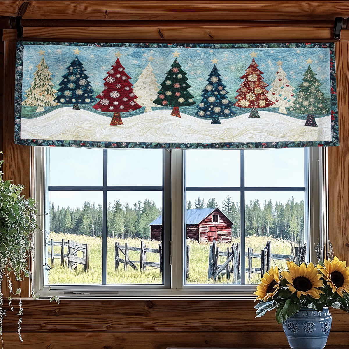 Christmas Tree Whisper WN0707037CL Quilted Valance