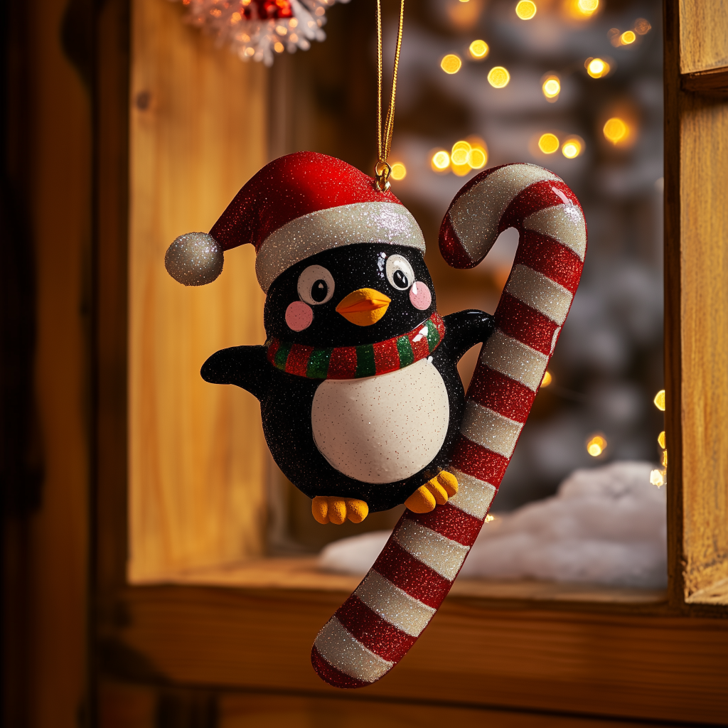 Giant Candy Cane Penguin LT1610003CL Christmas Ornament