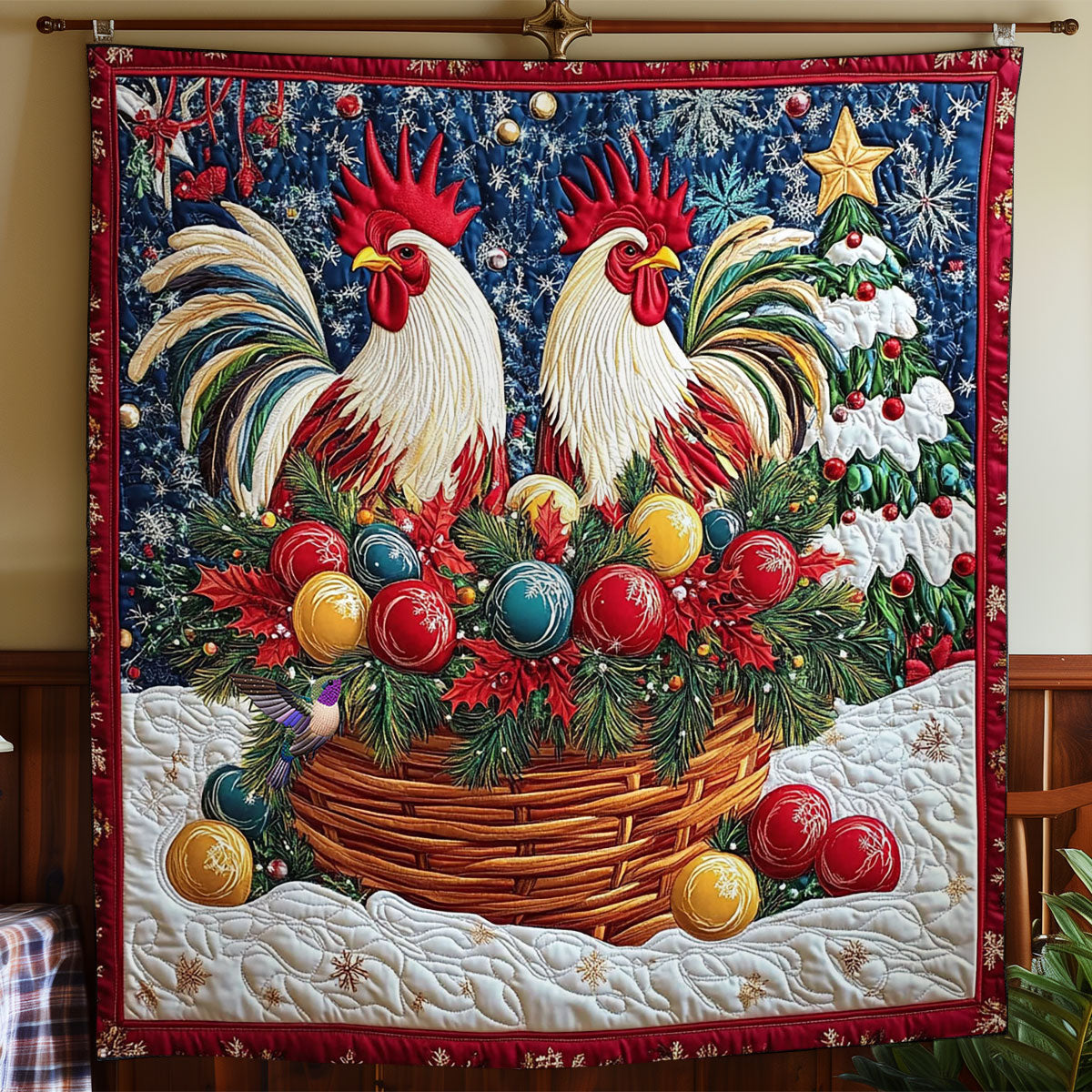 Bauble Basket Chicken WY0412004CL Quilt