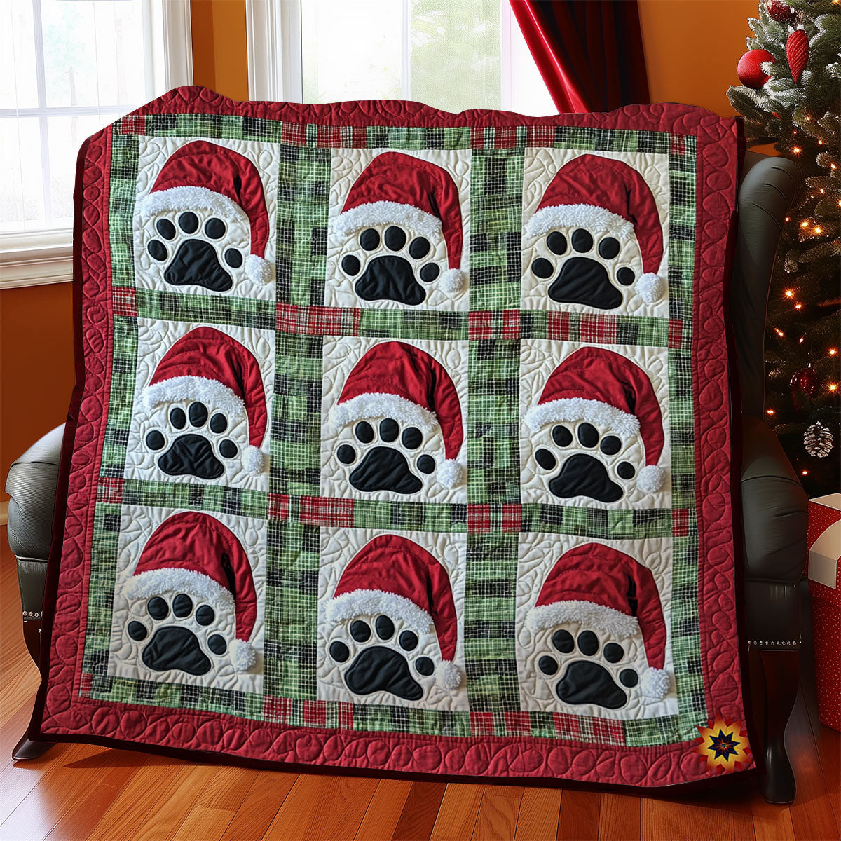 Santa Dog Paw WY2311015CL Quilt