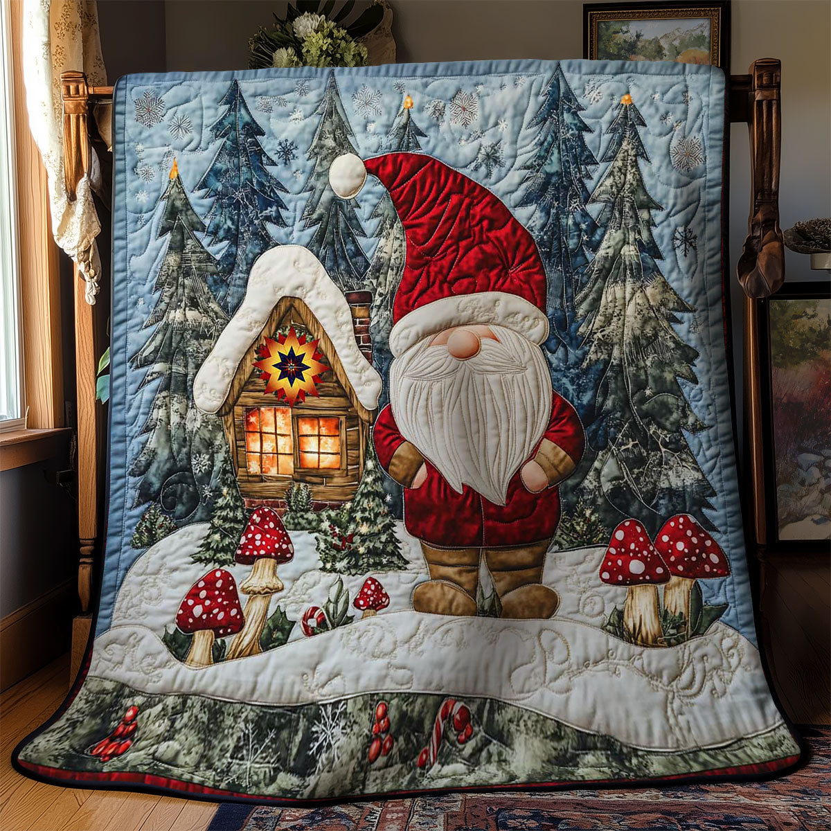 Christmas Forest Gnome WN0512057CL Quilt