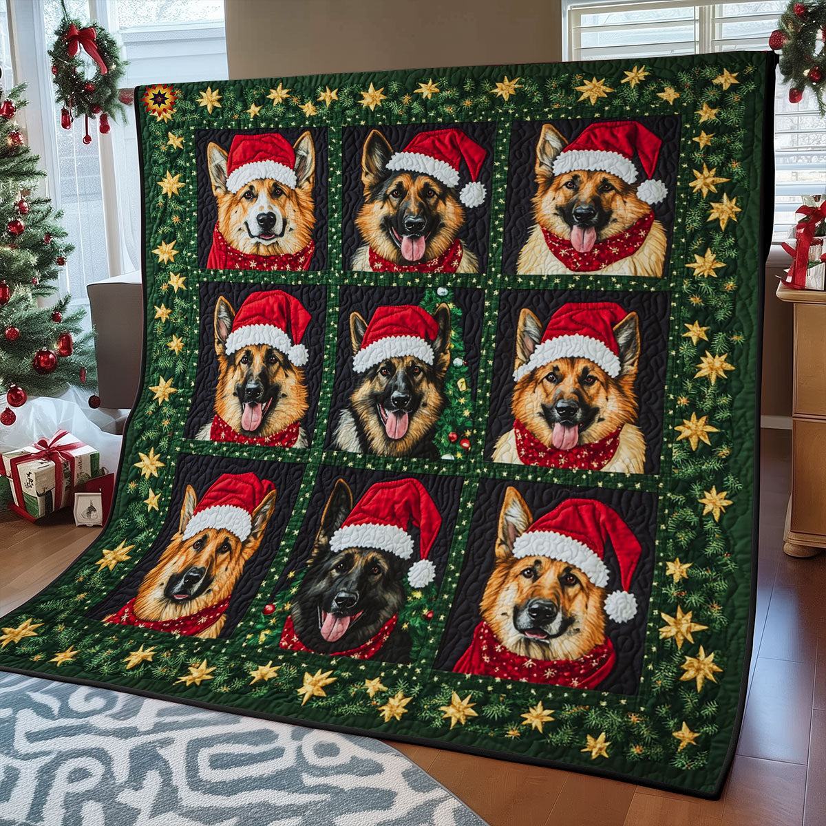 German Shepherd Santa WY2111017CL Quilt