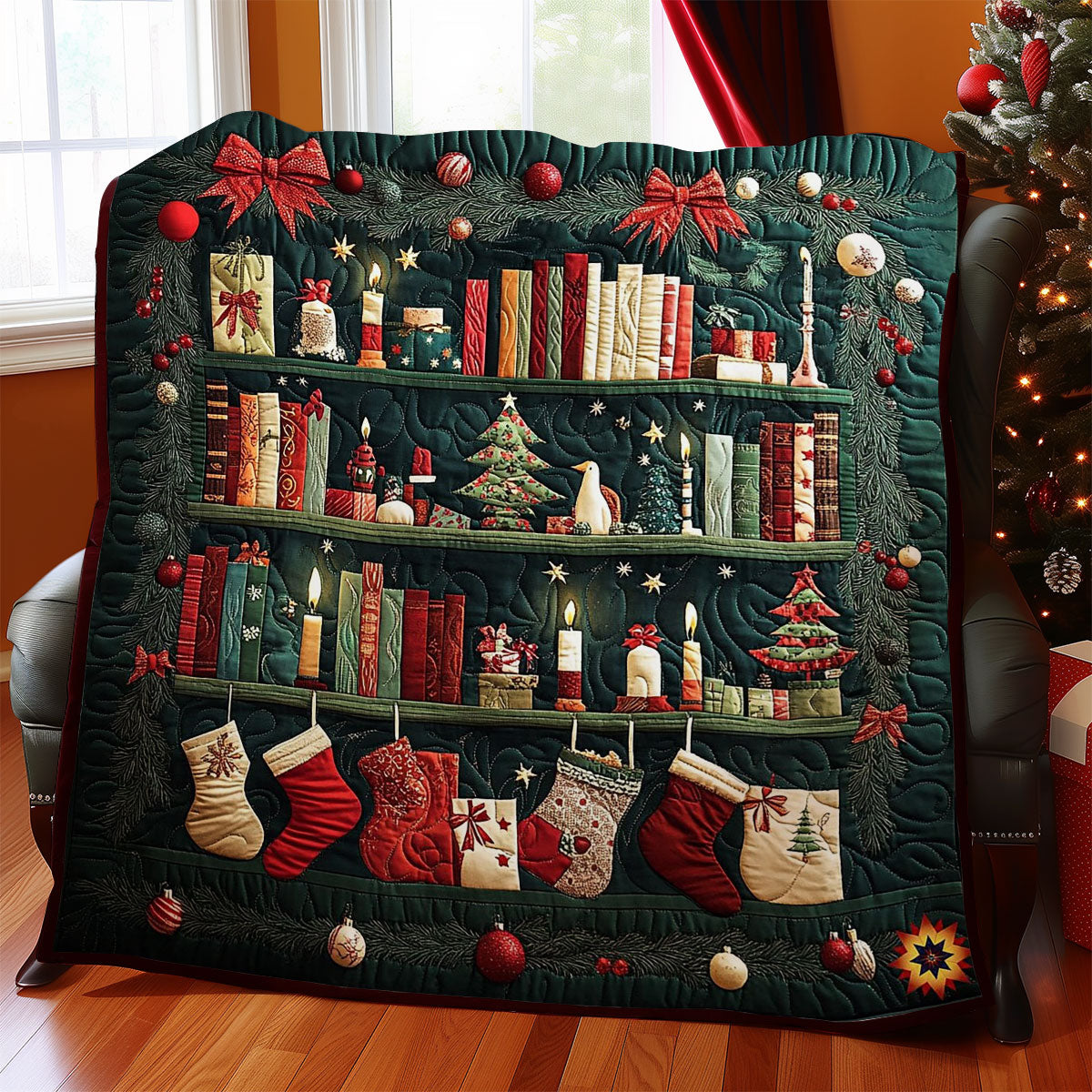 Christmas Bookshelf WY2511059CL Quilt