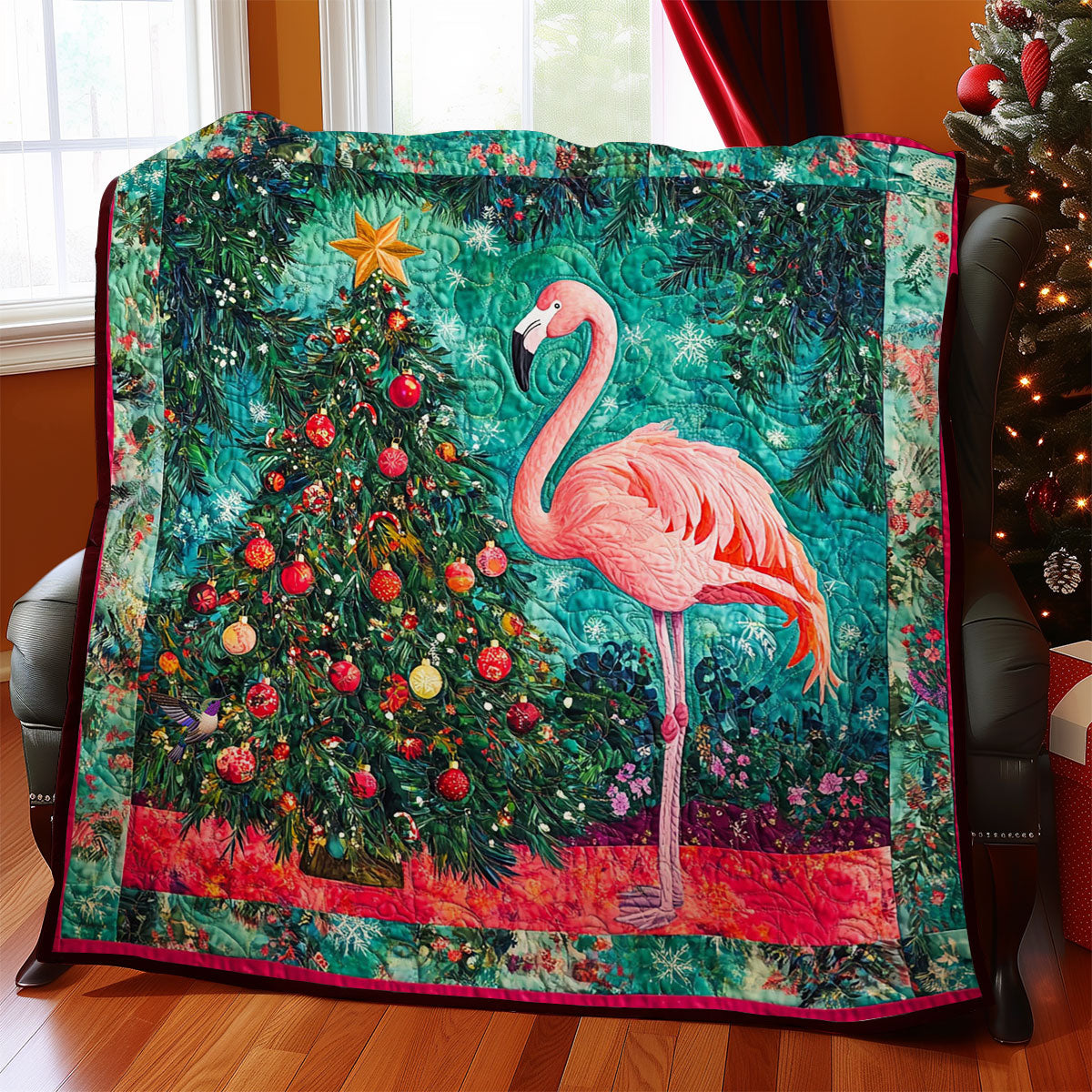 Christmas Tree And Flamingo WY2311027CL Quilt