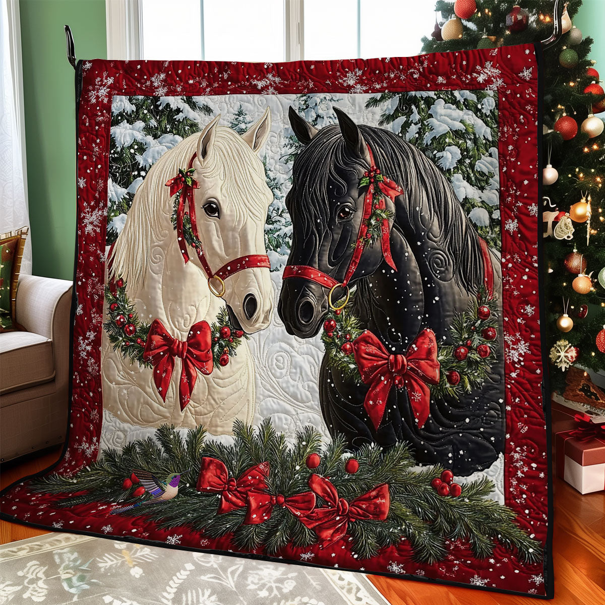 Christmas Couple Horse WY2511018CL Quilt