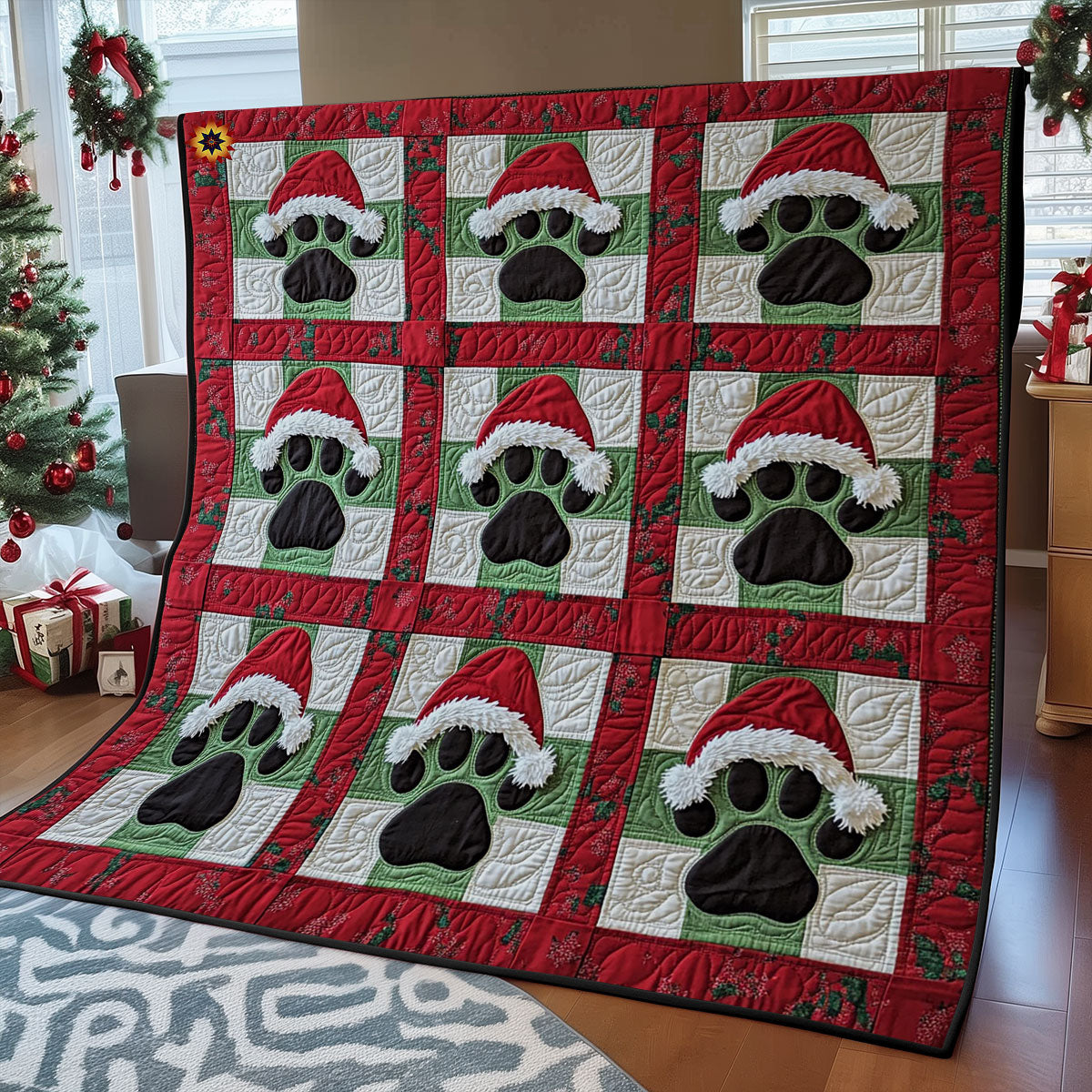 Christmas Dog Paw WY2311012CL Quilt