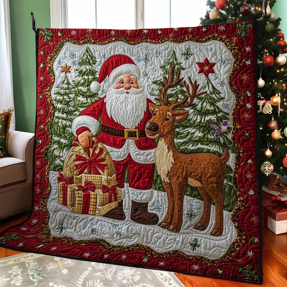 Santa Claus And Reindeer WY2511009CL Quilt