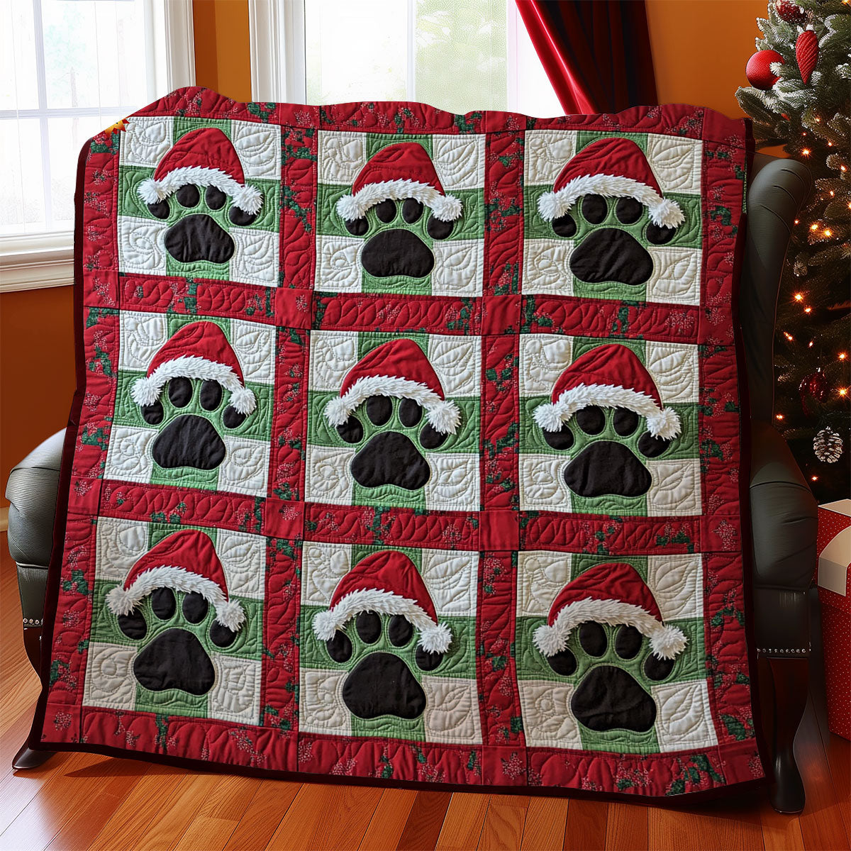 Christmas Dog Paw WY2311012CL Quilt