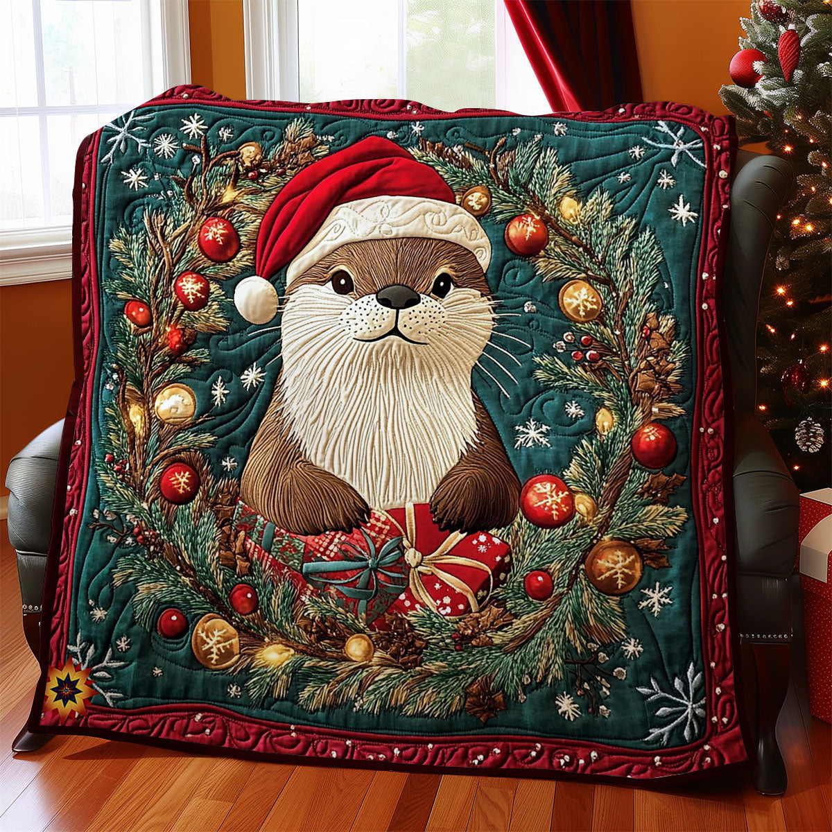 Christmas Wreath Otter WY2911032CL Quilt