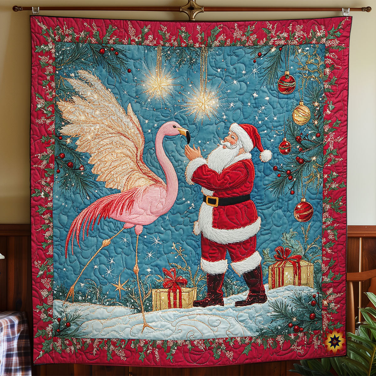 Flamingo And Santa Claus WY1812012CL Quilt